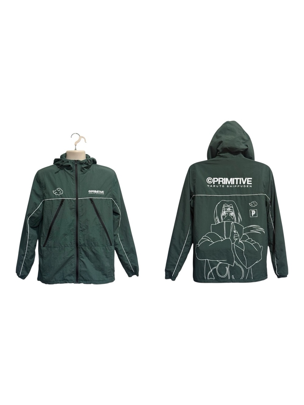 Primitive x Naruto Itachi Green Windbreaker Jacket M Streetwear Anime Core Otaku